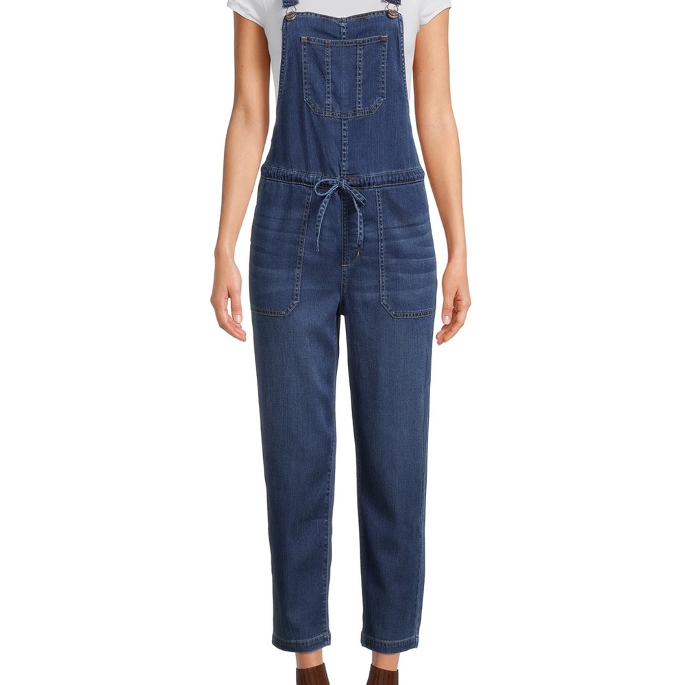 Time and Tru Blue Denim Jumpsuit with Tie Waist
